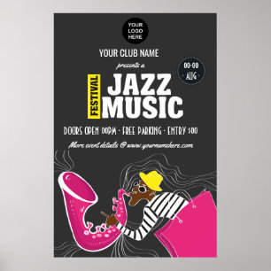 Póster Colorido Jazz Music Festival adiciona logotipo per