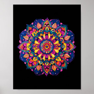 Poster Colorido Mandala Sagrado Para Meditação E Yoga 