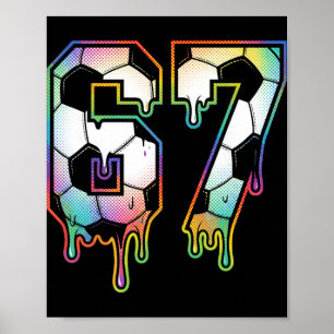 Poster Colorido Número 67 Varsity Gotejando Futebol Halft
