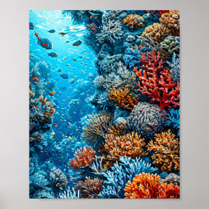 Poster 🌊 Colorido Recife de Coral Subaquático Natureza O