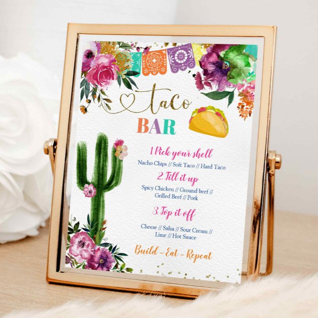 Poster Colorido Sinal de Bar do Taco Mexicano (Criador carregado)