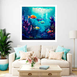 Póster Colorido sob a paisagem marinha