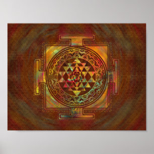 Póster Colorido Sri Yantra/Sri Chakra