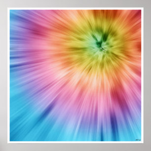 Póster Colorido Starburst Tie Dye