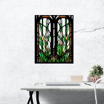 Poster Colorido Verde Reeds Art Nouveau Vidro Escondido<br><div class="desc">Um belo design digital ao estilo nouveau artístico que incorpora elementos de vidro corado e linhas geométricas. Esse tipo de design seria perfeito para adicionar um toque decorativo a uma sala.</div>