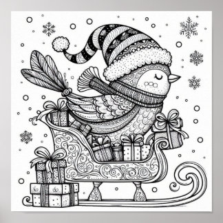Poster Colorindo a Viagem do Encantador Pássaro de Natal