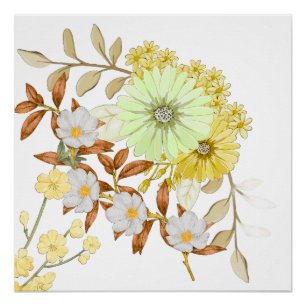 Póster Colorindo Flores Arte Design Floral Colorir