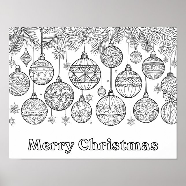 Poster Colorir Enfeites de Natal Bolas de Natal Diversão  (Frente)