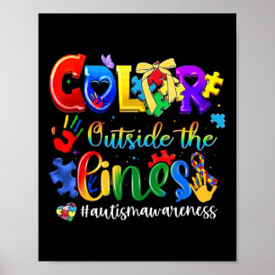Poster Colorir Fora das Linhas Conscientização do Autismo