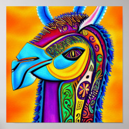 Poster Colorir Llama
