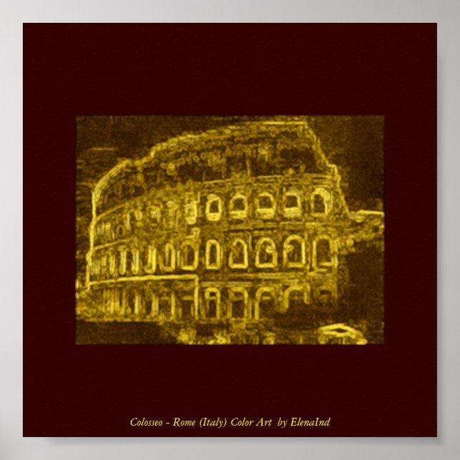Póster Colosseo Neon Color Art (Frente)