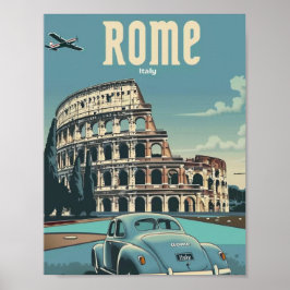 Poster Colosseum Roma Itália Vintage Familiar Viagem