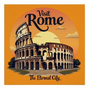 Póster Colosseum Roma Vintage Design