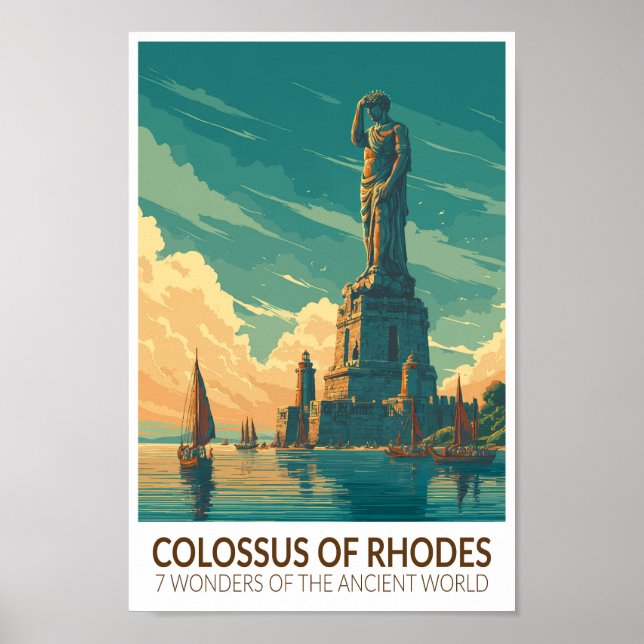 Poster Colossus of Rhodes Seven Wonders of the World Art (Frente)