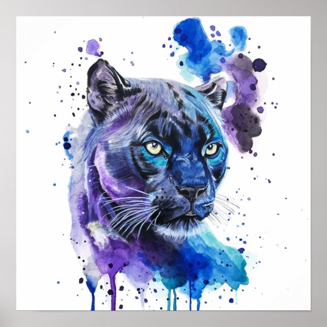 Poster Colourful Jaguar Watercolour Artwork (Frente)