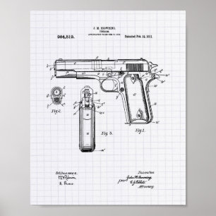 Póster Colt.45 1911 Patent Art - Lined Peper