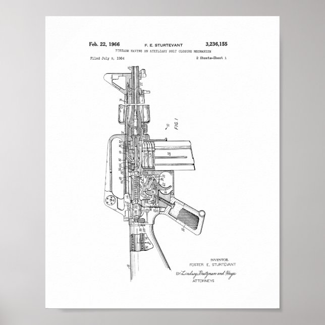 Póster Colt AR- 15 Patente Semi-Automática De Rifle (Frente)