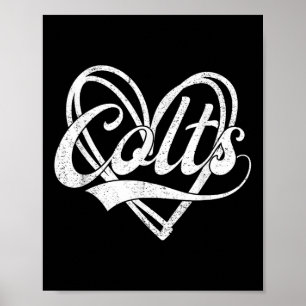 Poster Colts Heart Name Vintage Retro Men Mulheres Crianç