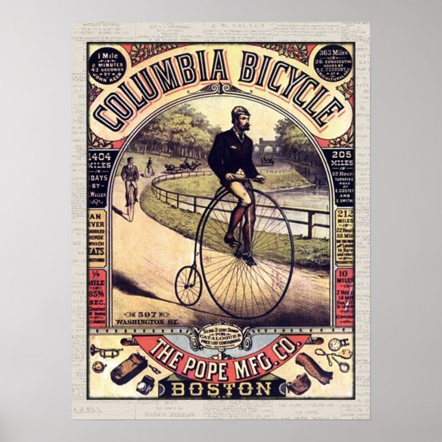 Póster Columbia Bicycle Vintage Cyclist (Frente)