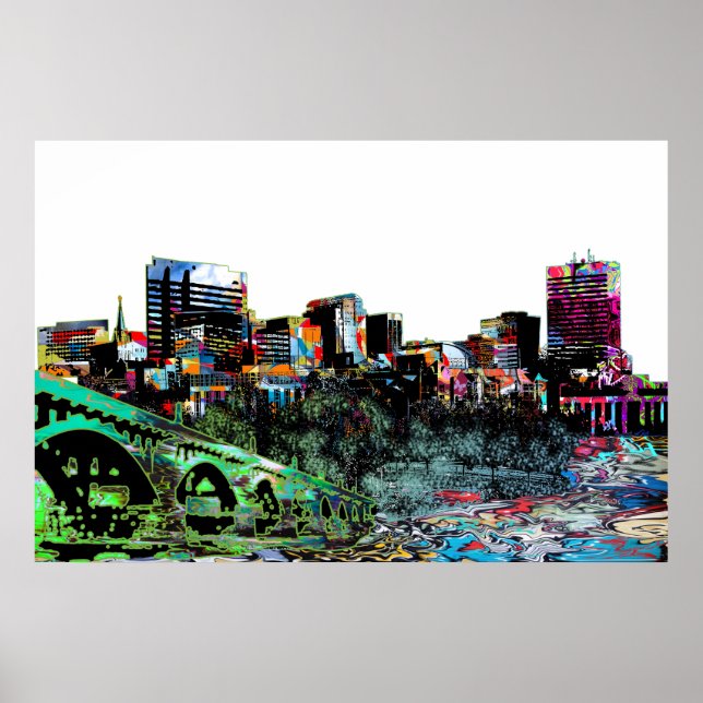 Poster Colúmbia, Carolina do Sul em grafite (Frente)