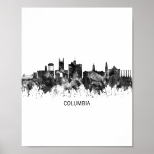 Poster Columbia Missouri Skyline BW