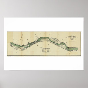 Poster Columbia River Washington Antique Map
