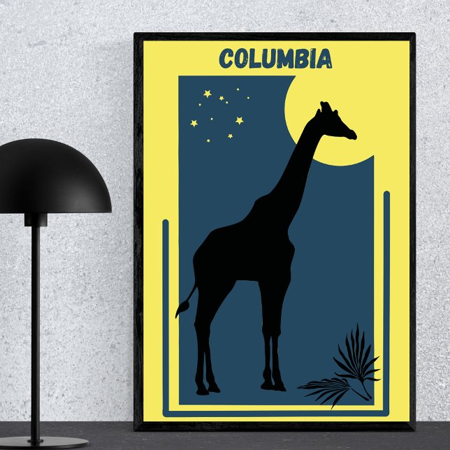Poster Columbia Riverbanks Zoo Carolina Vintage Giraffe (Criador carregado)