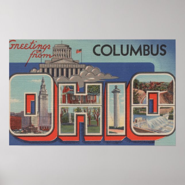 Póster Columbus, Ohio - Cenas com Letras Grandes (Frente)