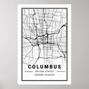 Poster Columbus Ohio City Viagem Map