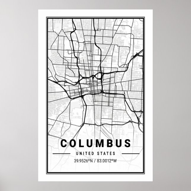 Poster Columbus Ohio City Viagem Map (Frente)
