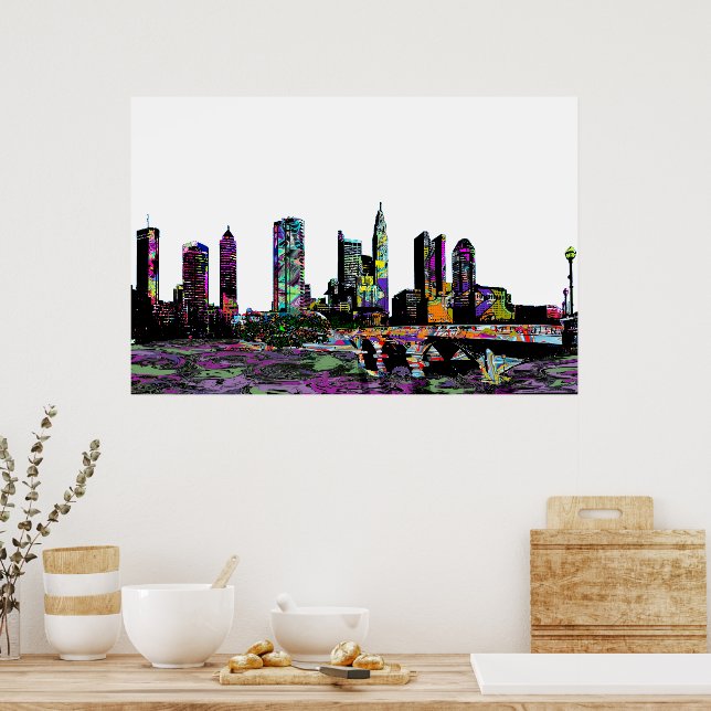 Póster Columbus, Ohio, em grafite (Cozinha)