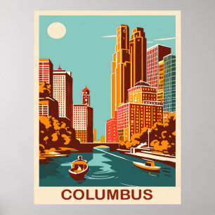 Poster Columbus, Rio Scioto, Ohio, Viagem