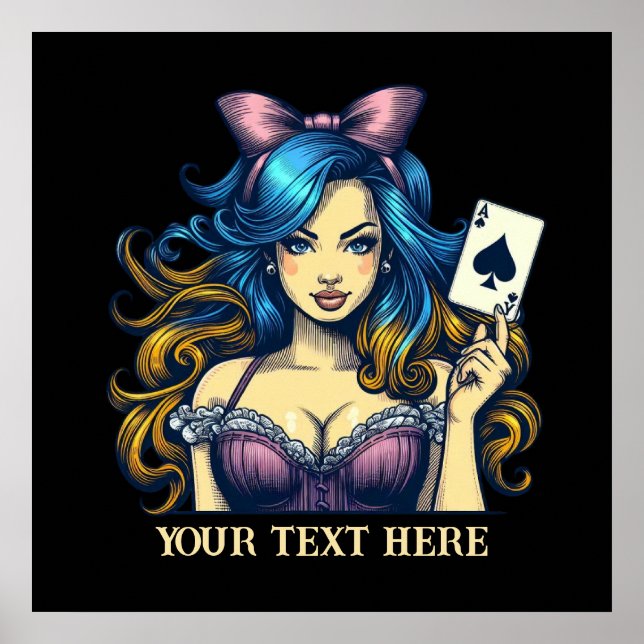 Poster Coluna de poker de safra bonita adiciona texto (Frente)