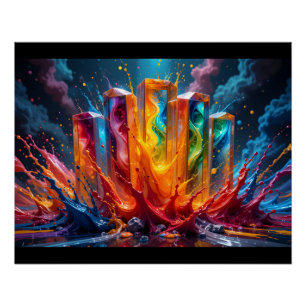 Póster Colunas de Tinta Prismática