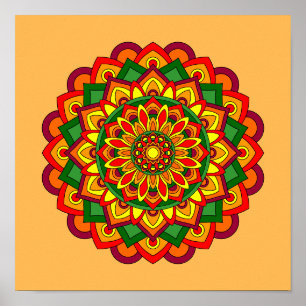 Poster Colunas Floral Mandala Brilhantes