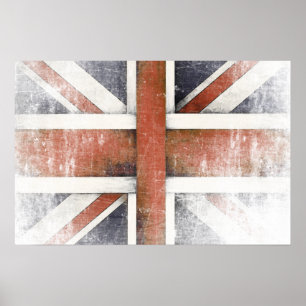 Poster com a bandeira de Grâ Bretanha do vintage