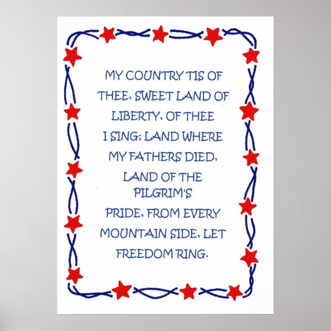 Poster com America Song Design (Frente)
