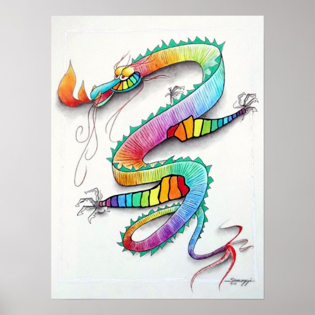 Poster com arte original de um dragão técnico fofo (Frente)