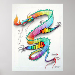Poster com arte original do dragão bonito do