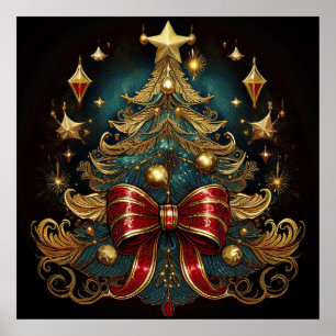 Poster Com Árvore De Natal E Grande Arco Vermelho