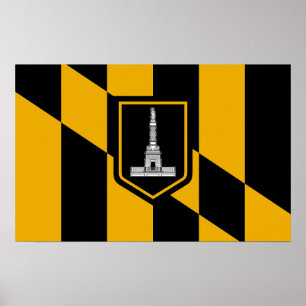 Poster com Bandeira de Baltimore, Maryland, EUA