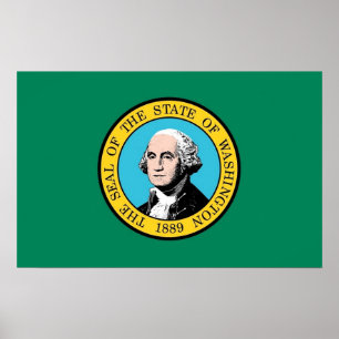 Poster com Bandeira de Washington, EUA