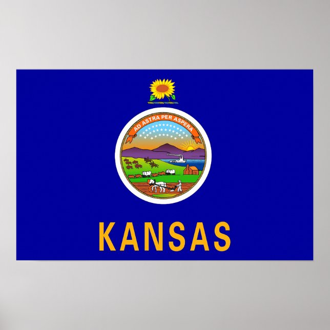 Poster com Bandeira do Kansas, EUA (Frente)