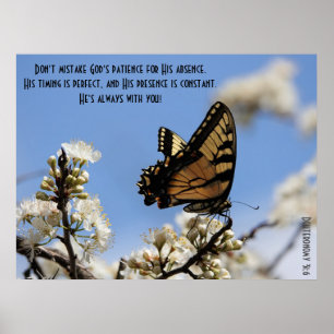 Poster com borboleta Verso da Deuteronomia 31:6