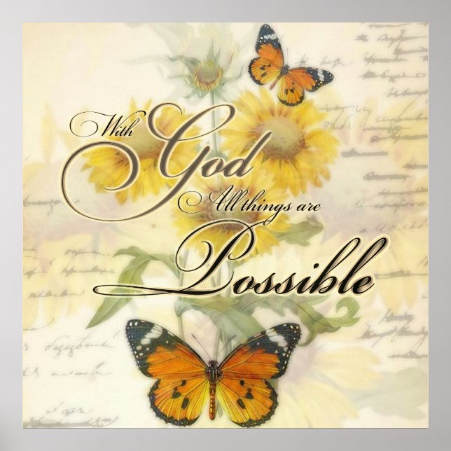 Poster Com Deus Girassóis e borboleta   (Frente)