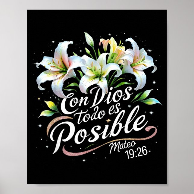 Poster Com Deus Tudo é Possível Mateus 19_26 Presente  (Frente)