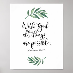 Poster Com Deus, tudo é possível - Matthew 19:26