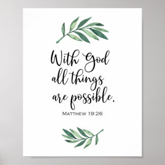 Poster Com Deus, tudo é possível - Matthew 19:26