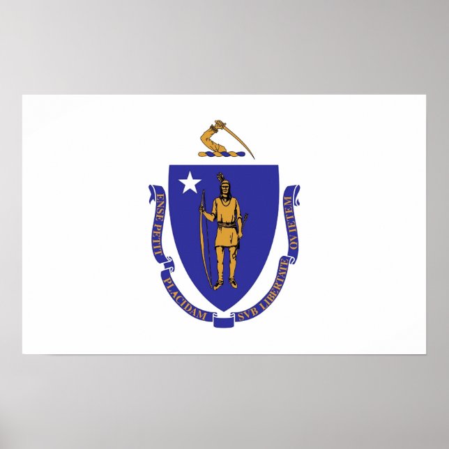 Poster com Flag de Massachusetts, EUA (Frente)