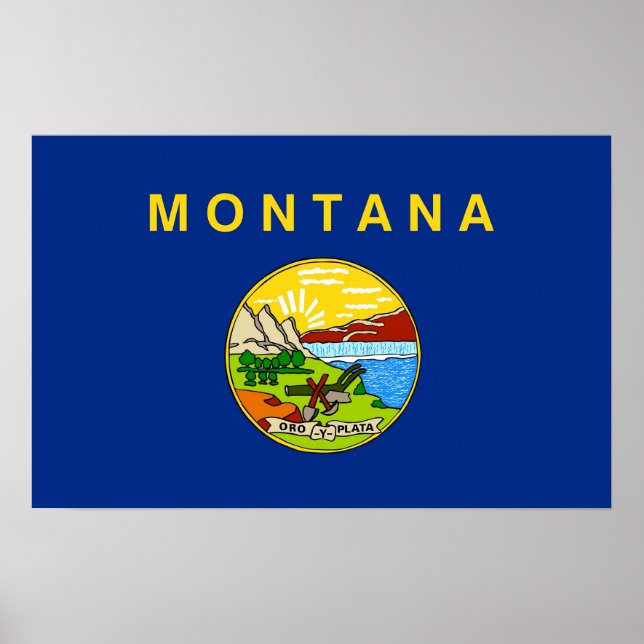 Poster com Flag de Montana, EUA (Frente)